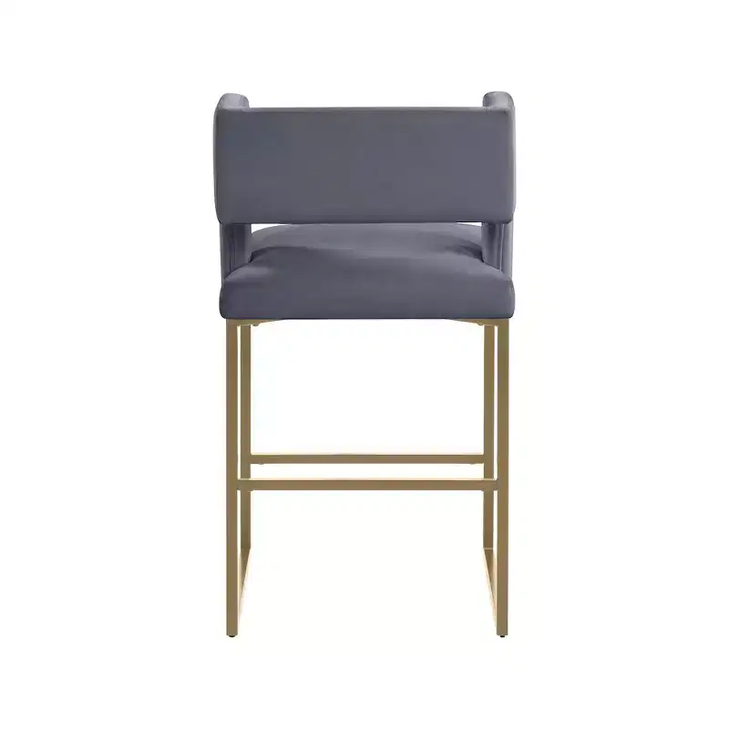 Meridian Furniture,Caleb Grey Velvet Counter Stool, Set of 2