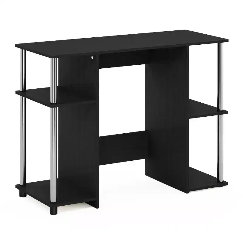 30 in. Paulownia Wood Computer Desk with Hutch Storage, Brown