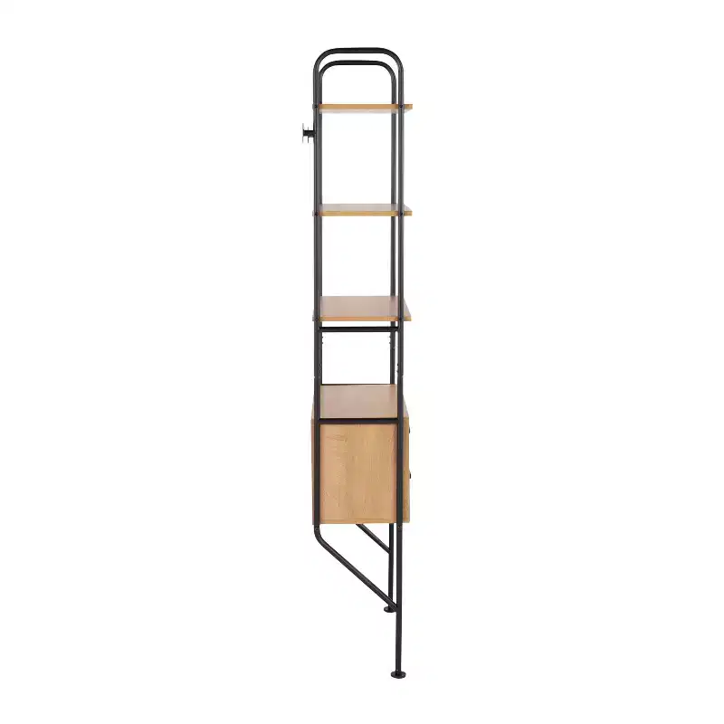 75 Lean Steel/Wood Bookcase Black/Brown - LumiSource