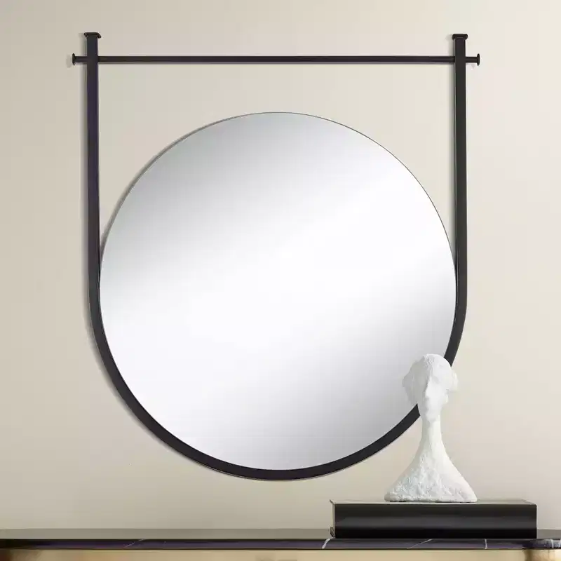 Uttermost Nassau 30x33 Black Round Wall Mirror