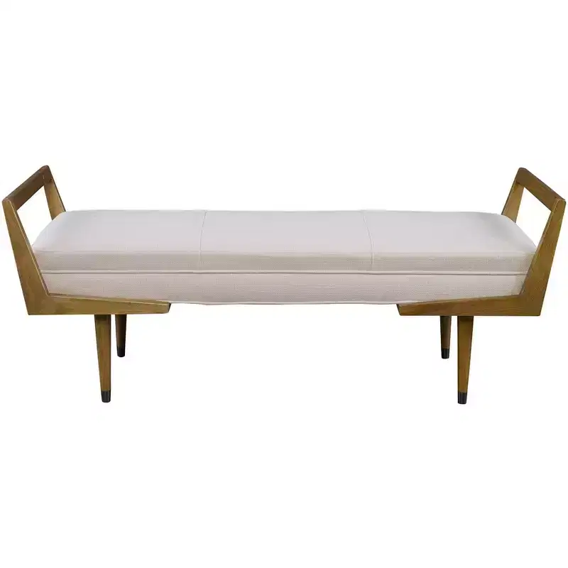 Uttermost Waylon 59 Wide Woven Beige Fabric Tufted Bench