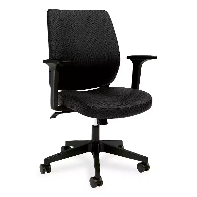Black Ergonomic Fabric Task Chair with Adjustable Height & Lumbar Support