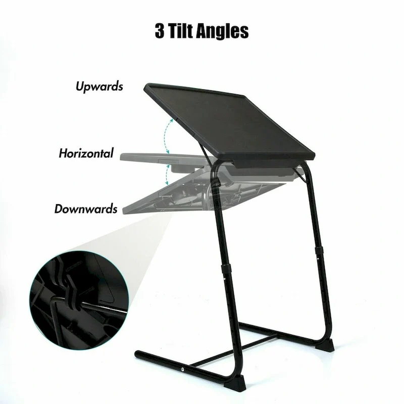 Folding TV Tray Laptop Table End Table Height Adjustable Cup Holder