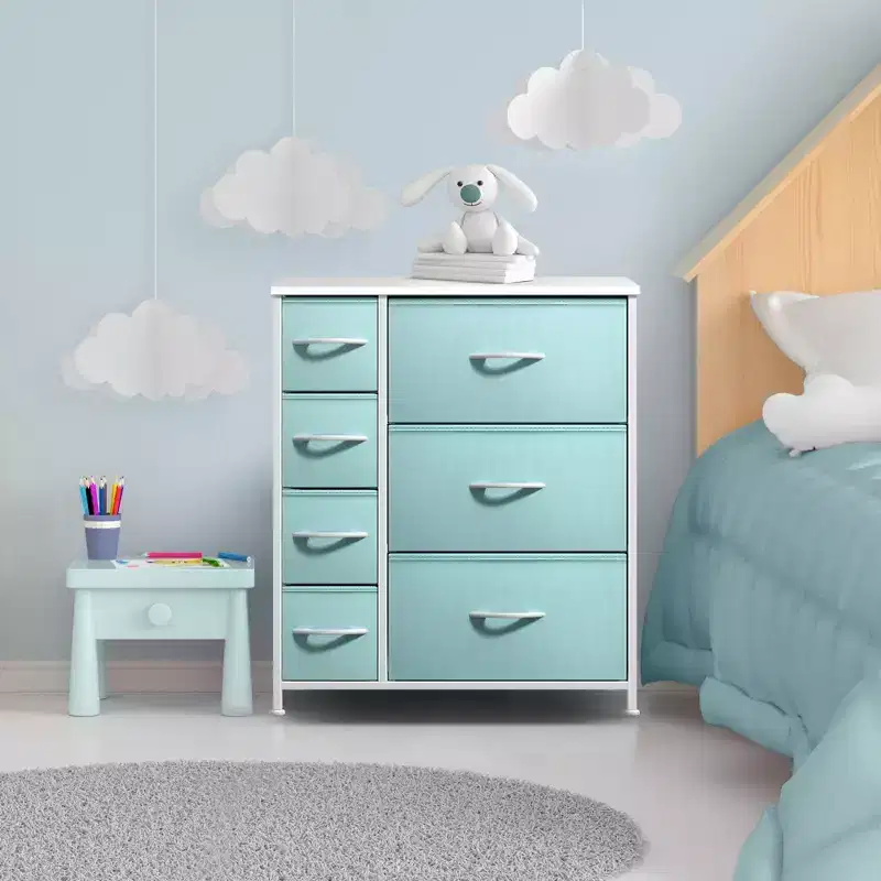 Sorbus Dresser with 7 Drawers - Storage Chest Organizer with Steel Frame, Wood Top, Handles, Fabric Bins
