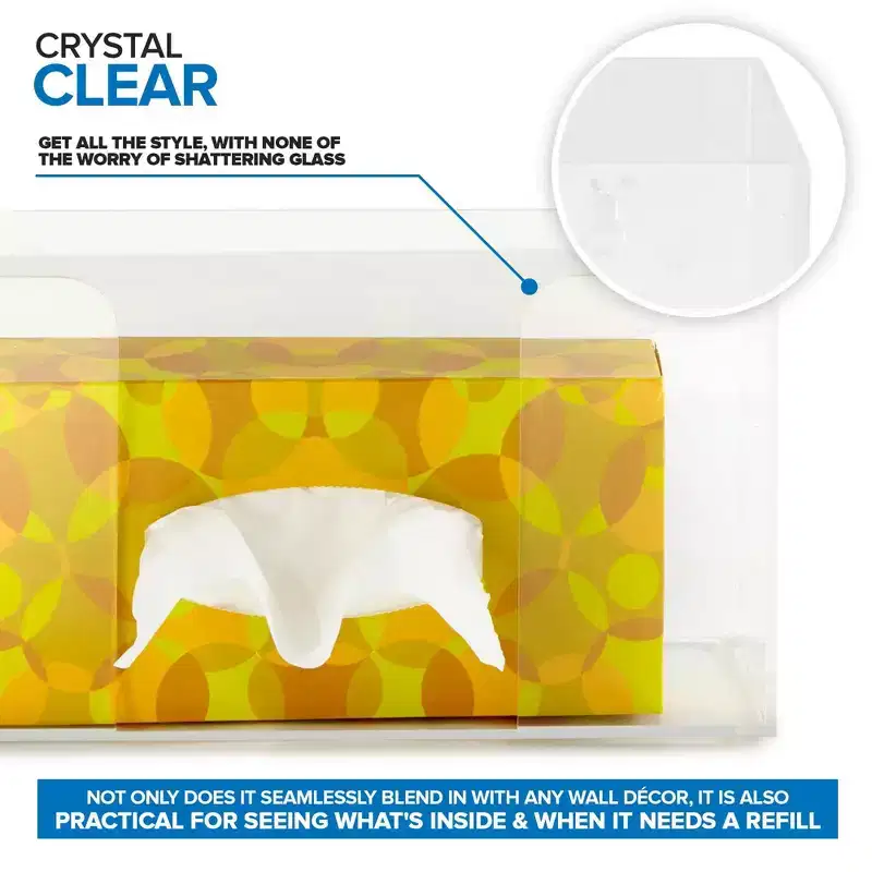 Acrylic Wall Mount Glove & Tissue Box Dispenser - Clear, Single Box, Mounting Hardware Included