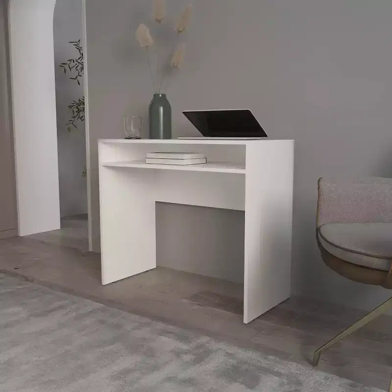 Okak 35.1IN Minimalism Standing Desk with Storage Shelves, Computer Desk, Home Office Desks for Living Room, Reading Room