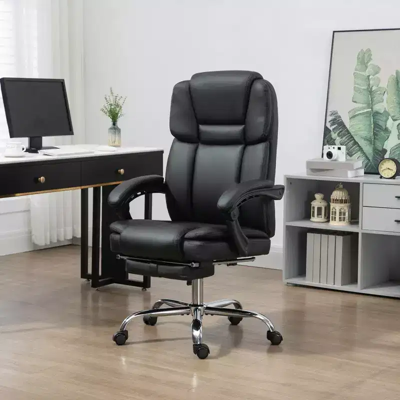 Vinsetto Massage Office Chair with Heat, Adjustable Height and Footrest, PU Leather Comfy Computer Desk Chair