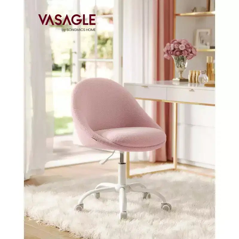VASAGLE Office Chair, Vanity Chair, Desk Chair, Cotton-Linen Fabric, Foam Padding, Adjustable Height, for Home Office, Study, Bedroom,