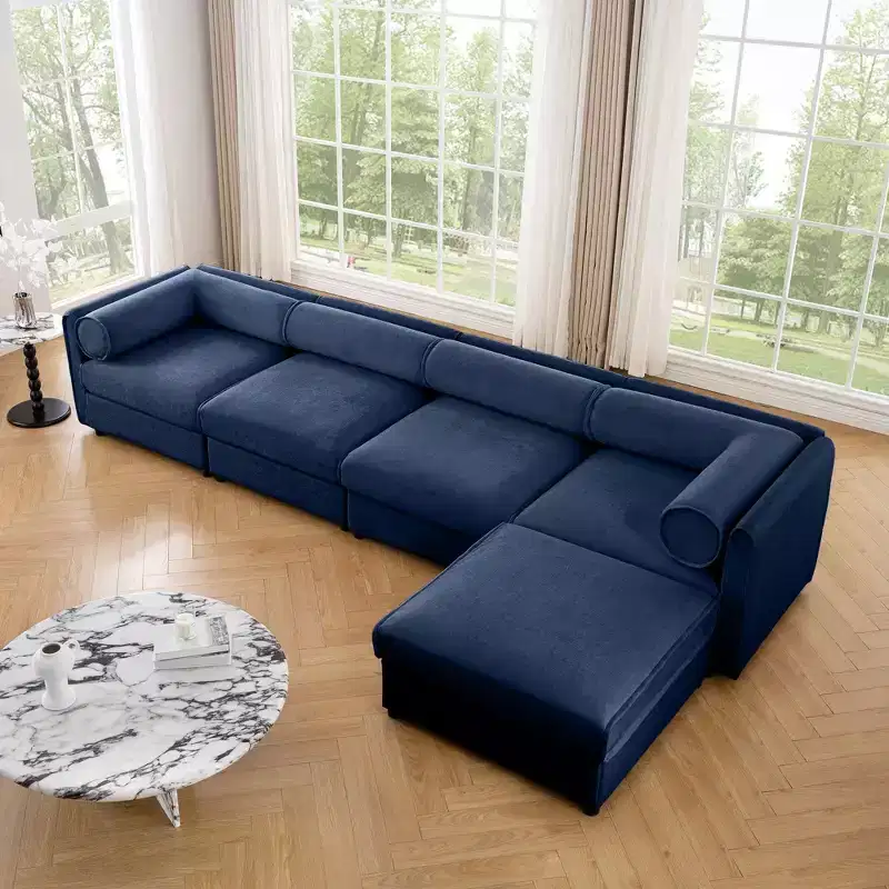 Modular Sectional Sofa with Storage, Cylindrical Backrest and Armrests Deep Comfortable Seating,Durable and Supportive for Living Room