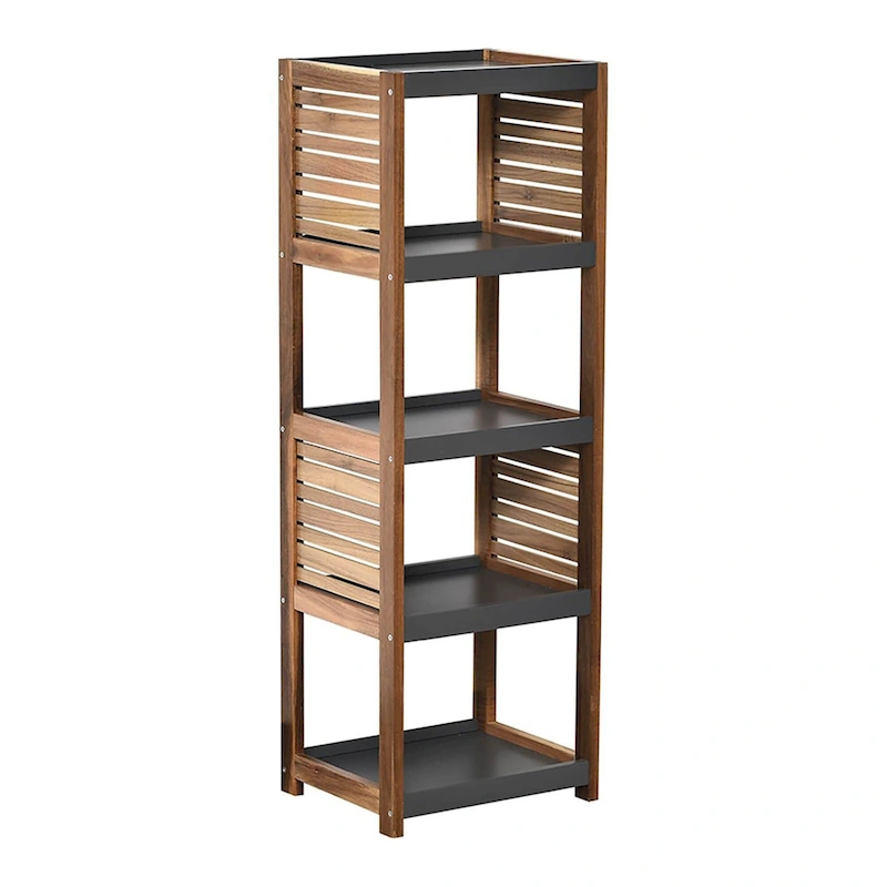 Open-Shelf Storage Unit with Vented Design, Brown and Gray - Elements Collection - 42 3/4Hx14.5Lx11 3/4W