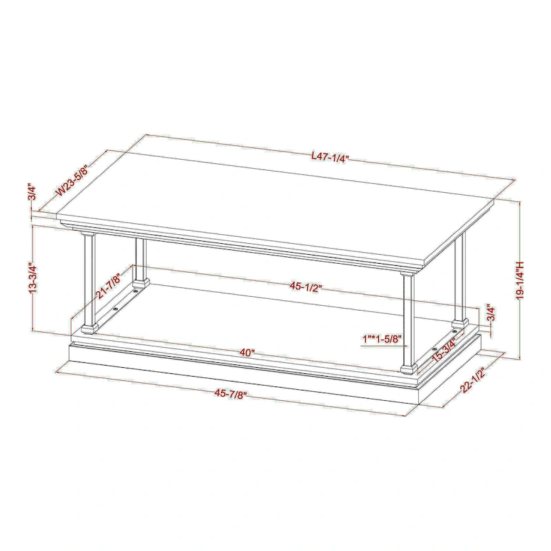 Marcin Transitional 47-inch 1-Shelf Coffee Table by Furniture of America