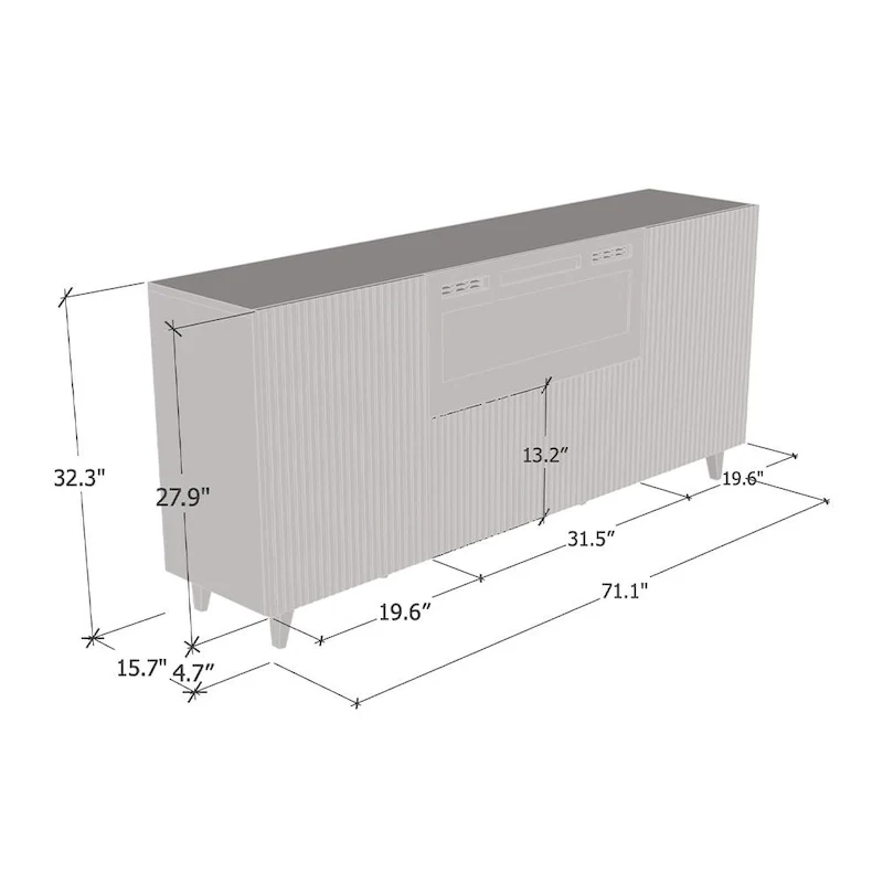 Pafos BL-EF Electric Fireplace 71 Sideboard