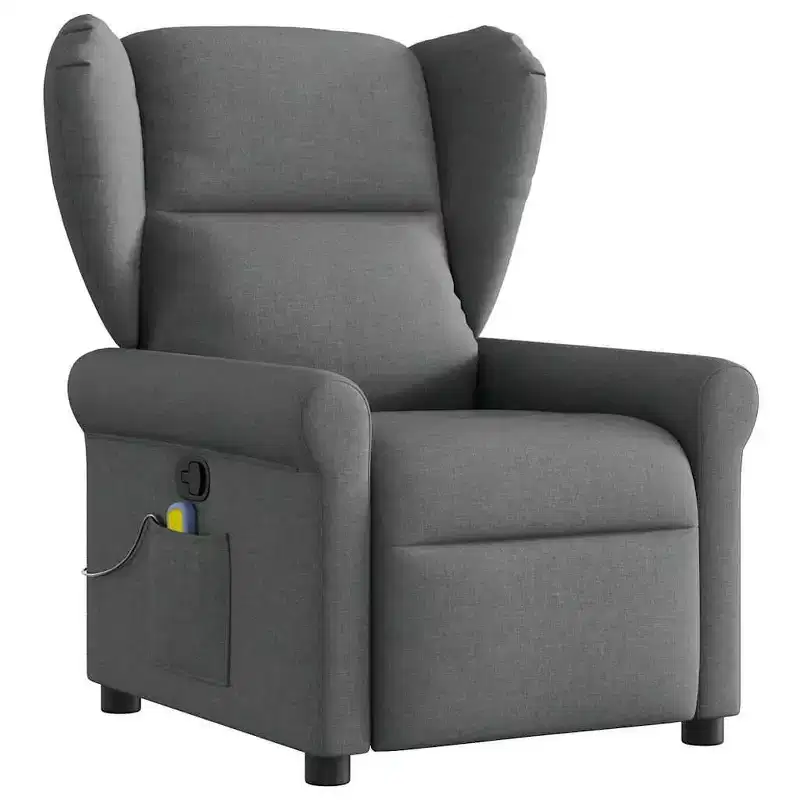 Dark Grey Fabric Massage Recliner Chair 6-Point Vibration USB