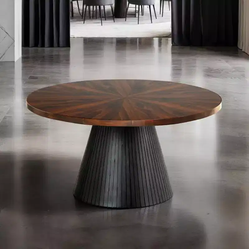 GDFStudio Giulia Contemporary Oval Wooden Coffee Table with Drum Base