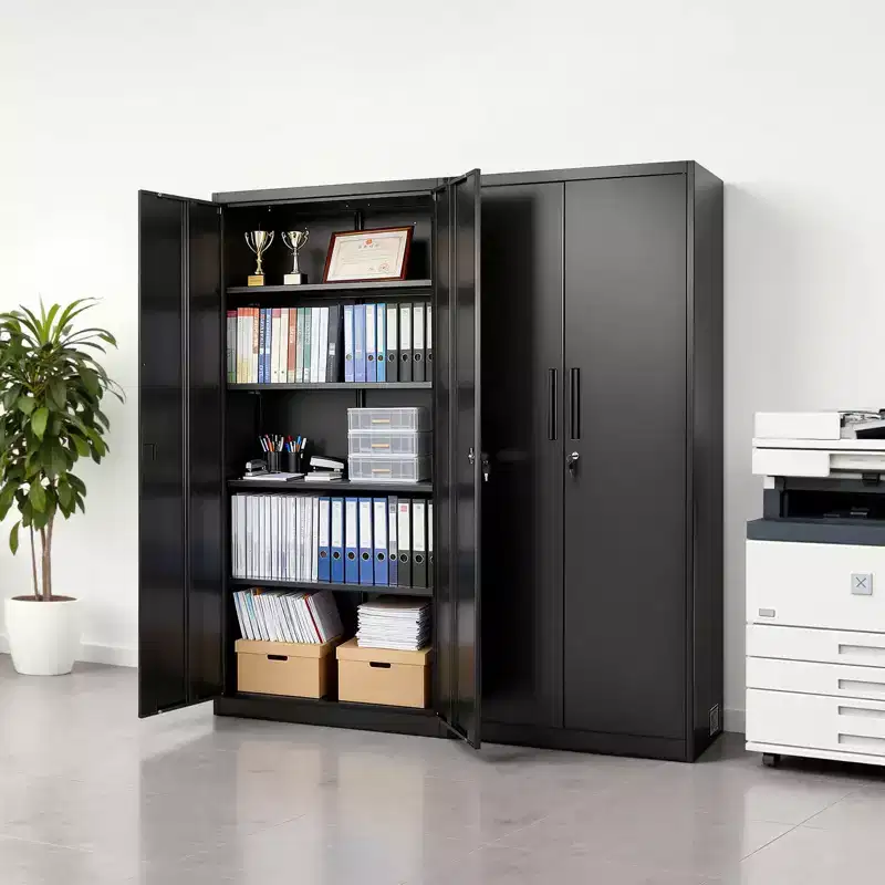 VEVOR Metal Storage Cabinet, 68.9 in Lockable Steel Garage Cabinet with 4 Adjustable Shelves, 2 Magnetic Doors, 2 Keys, 5 Tiers Tool Storage, Black