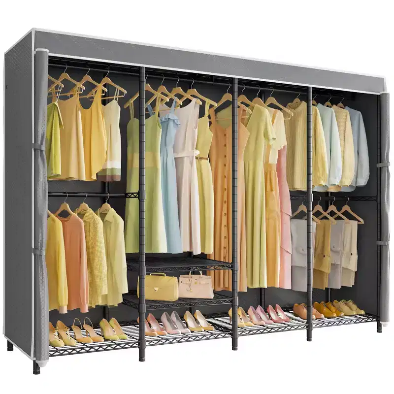 VIPEK V40C Plus Heavy Duty Clothes Rack with Cover, Extra Large Covered Wardrobe Closet Black Rack with Polyester Fabric Cover, Max Load 1300lbs