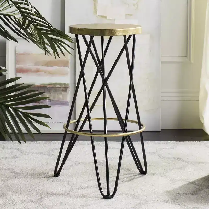 Gold Leaf Bar Stool, White & Gold