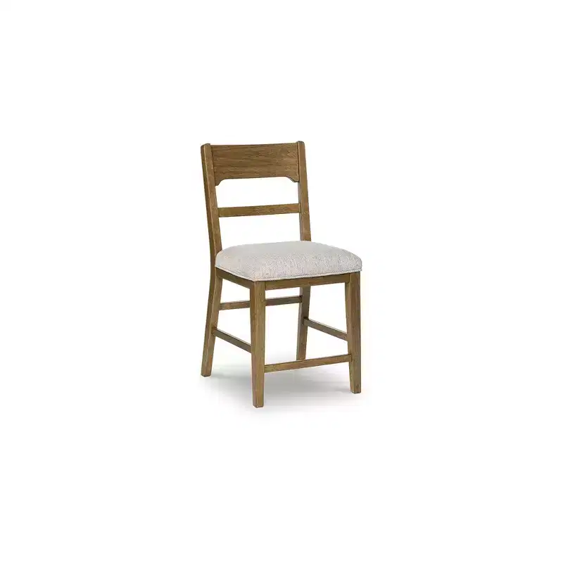 Signature Design by Ashley Cabalynn Counter Height Upholstered Barstools, Set of 2, Light Brown Frame with Cushioned Oatmeal Seat