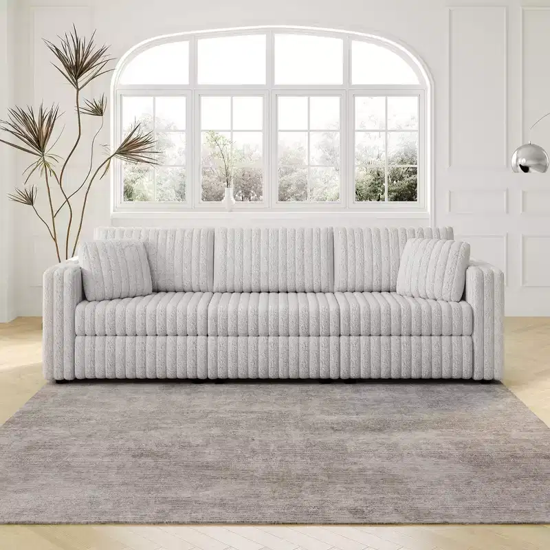 Modern Pull-out Foldable Sofa Bed 54.33 Convertible Loveseat Sleeper Couch Futon with 3 lengths & Adjustable Backrest for Living Room