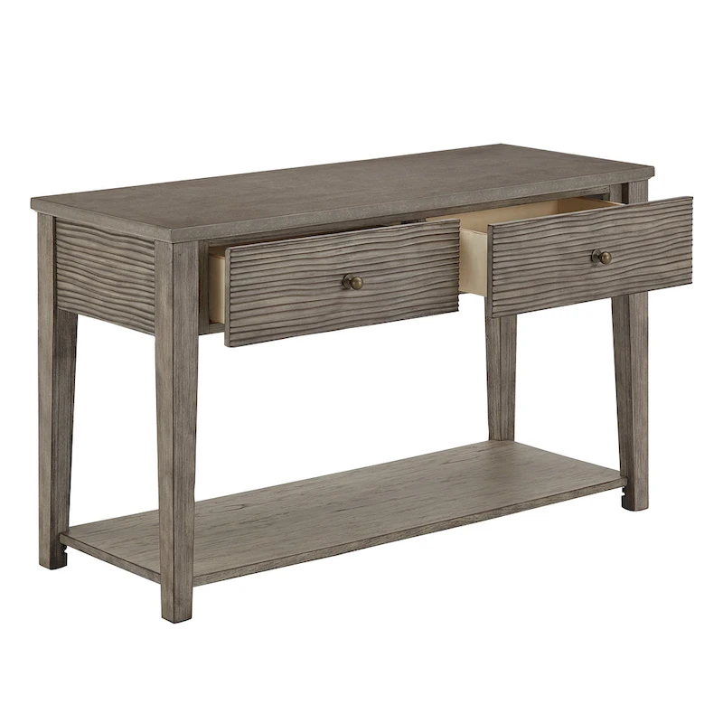 Coober Antique Grey Finish Grey Fiber Cement Sofa Table with Shelf by iNSPIRE Q Modern