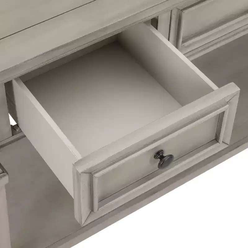 Whisen Classic Retro Style Console Table with 3-Top Drawers and Open Shelf