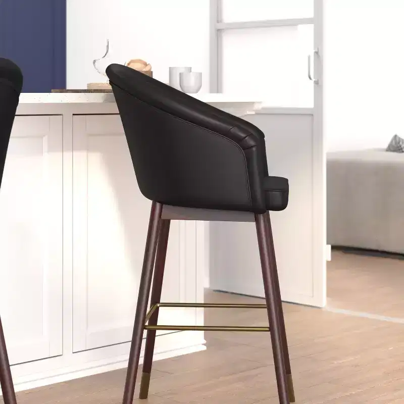 Upholstered Bar Height Dining Stool with Wood Frame