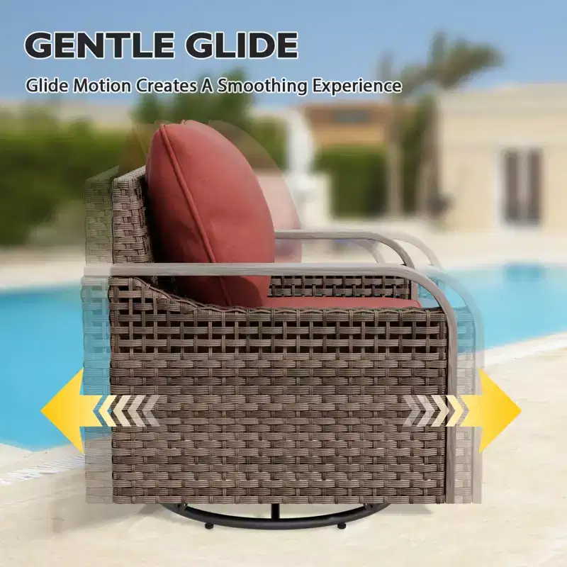 EAGLE PEAK Rocking Chair, Swivel Rocker, Rattan Patio Furniture, 1 Chair