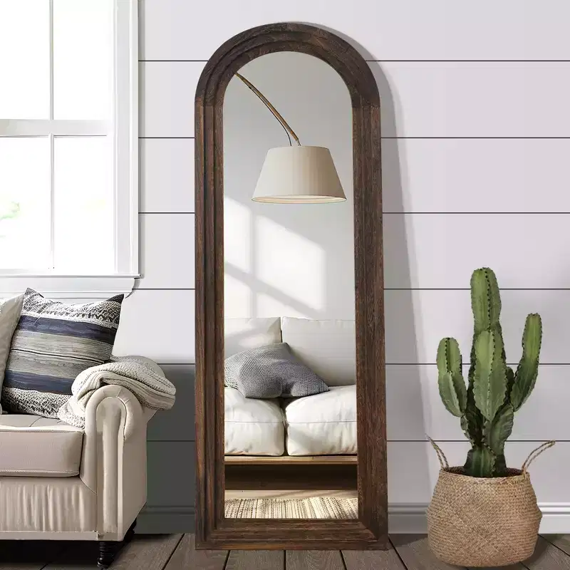 Arched Wooden Step Decorative Wall Mirror Hanging Mirror
