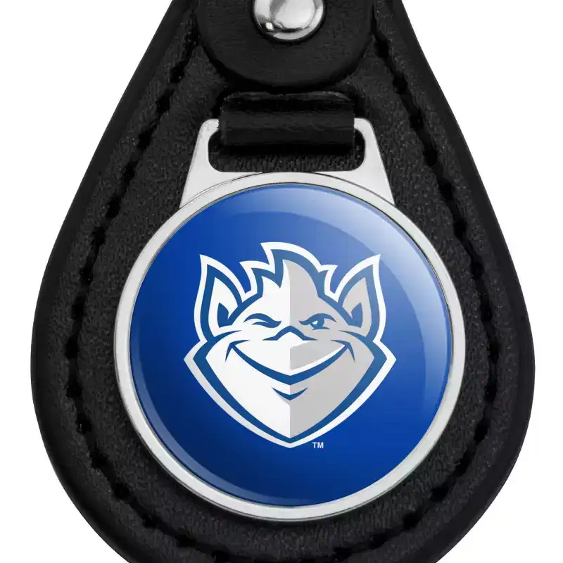 Saint Louis University Billiken Logo Black Leather Keychain
