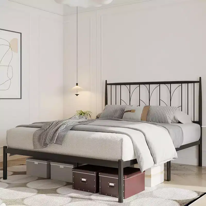 Full Size Metal Bed Frame - Heavy Duty Platform Bed Frame with Storage, Steel Supports, No Box Spring Required, Easy Assembly, No Noise, Black