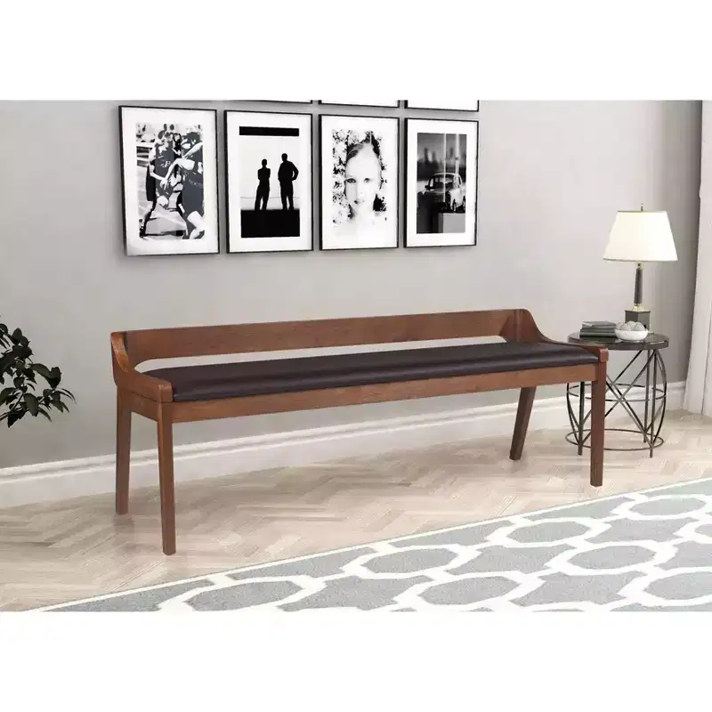 60" Rasmus Dining Bench Chestnut - Boraam: Acacia Wood, Faux Leather Seat, Seats Two