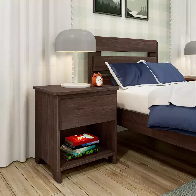 Max & Lily Nightstand, Solid Wood Bedside Side Tables with Storage Drawer for Bedroom