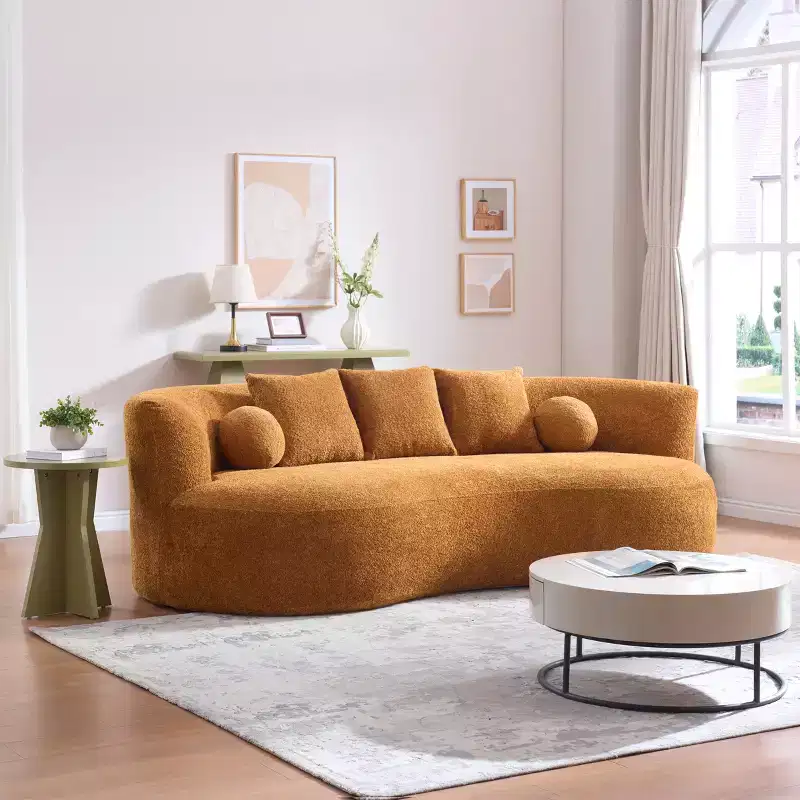Christopher Knight Home Grazia 90'' Modern Curved Boucle Upholstered 3-Seater Sofa