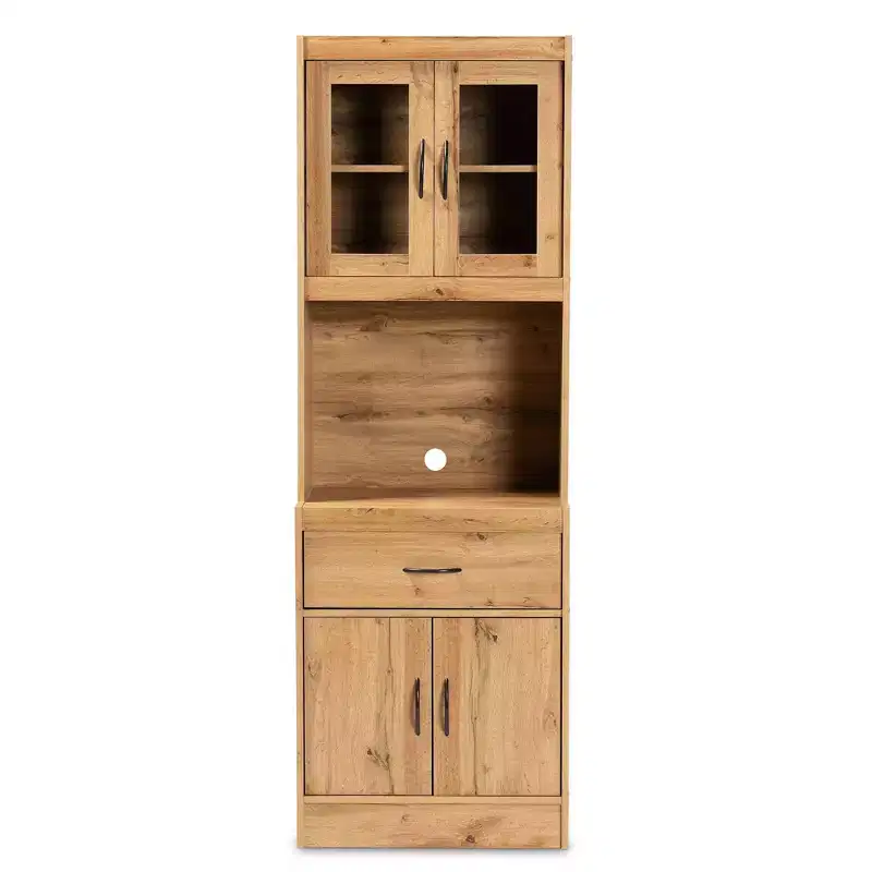 Wood Kitchen Cabinet and Hutch Oak Brown
