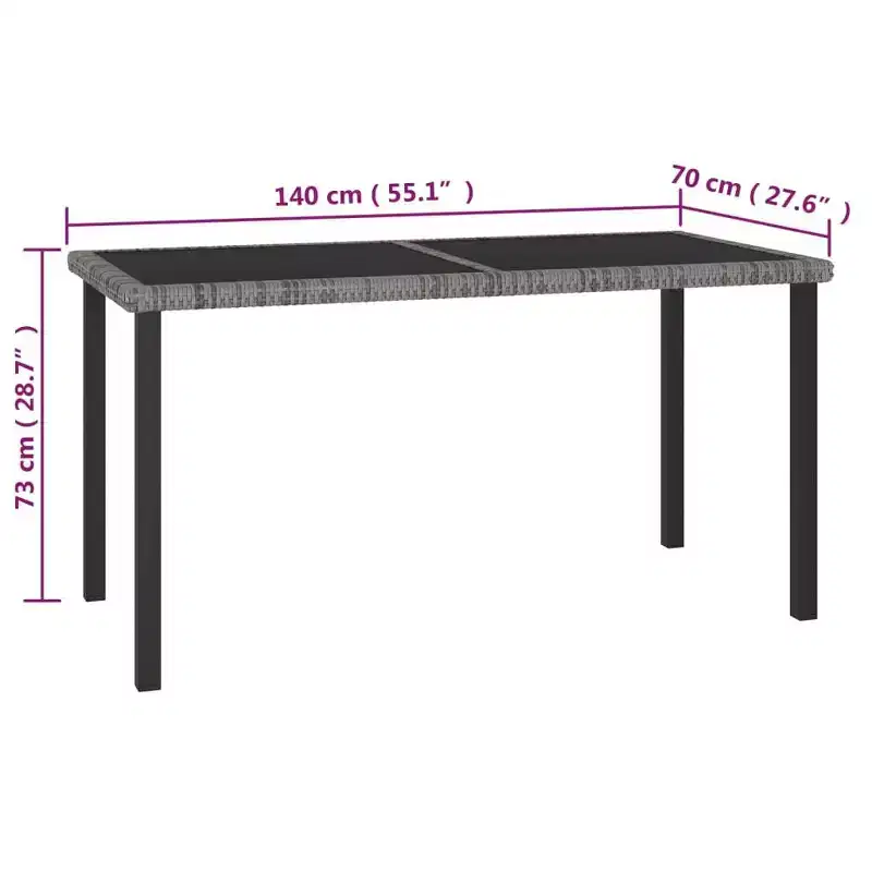 vidaXL Dining Set Poly rattan, powder-coated steel Medium