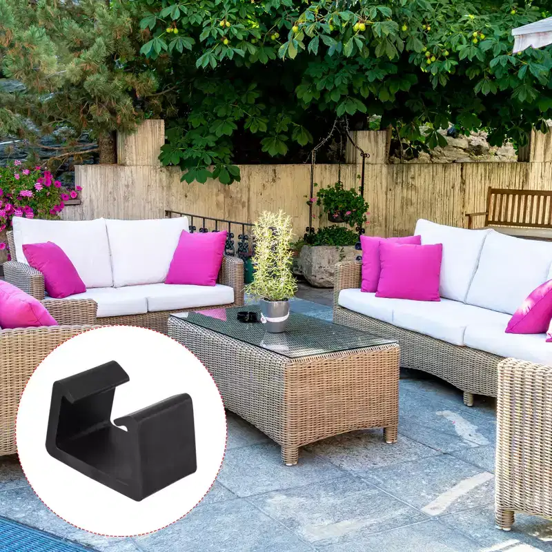 Unique Bargains Wicker Fixed Connection Chair Fasteners Furniture Clips Black