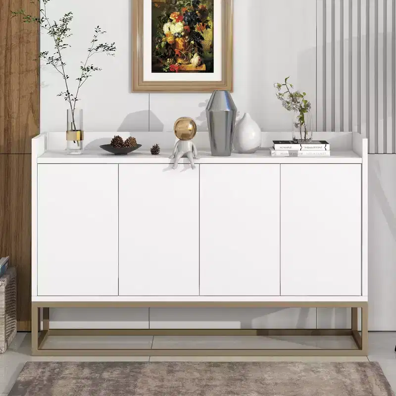 Elegant 4-Door Sideboard Cabinet with 4 Adjustable Shelves