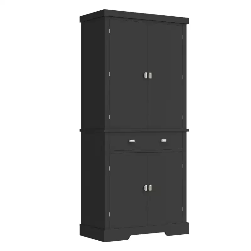 72 Farmhouse Pantry Cabinet with Adjustable Shelves, 6 Door Storage Racks, 2 Cabinets & 1 Drawer, Tall Kitchen Storage Cabinet for Dining Room
