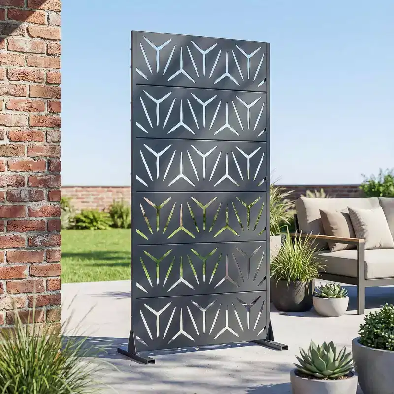 MAYEERTY Star 01 Cambrian Gray Galvanized Steel Room Divider, 72x35x16, 6-Piece Sturdy Indoor Outdoor Divider