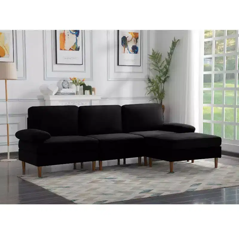 MAYEERTY 102 Convertible Sectional Sofa Solid Wood & Iron Frame, Removable Washable Covers, Anti-Slip Feet, 3 Colors