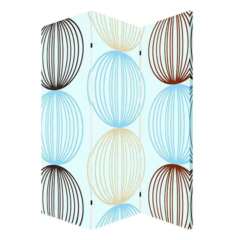 HomeRoots 72 Blue Canvas Folding Three Panel Screen Room Divider