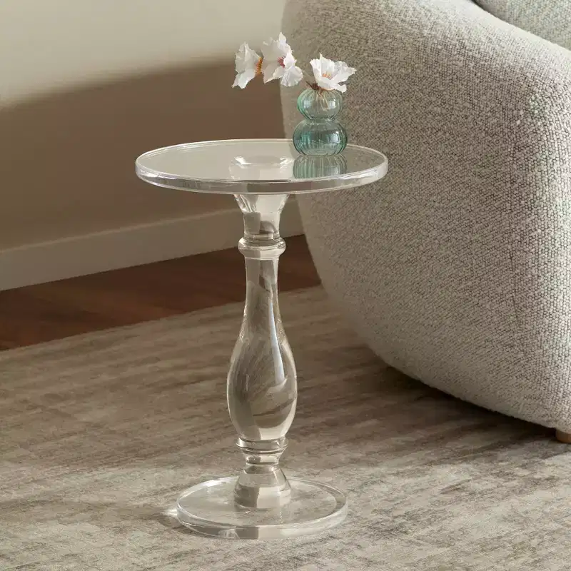 Clear Acrylic Pedestal Side Table 13.25''W