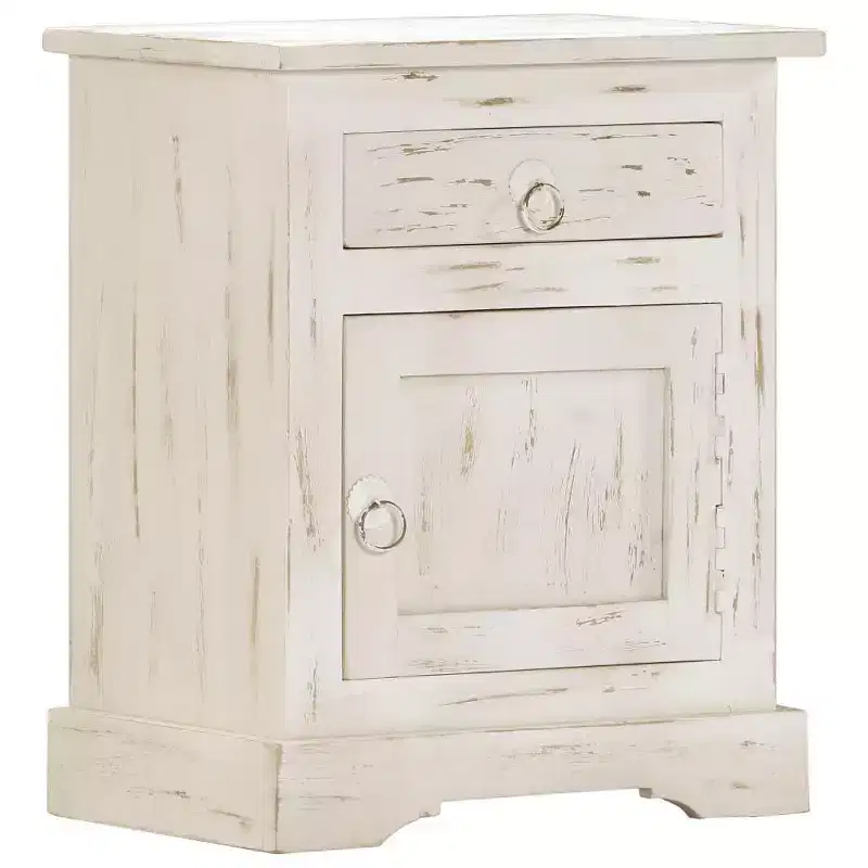 Bedside Cabinet White 15.7x11.8x19.7 Solid Mango Wood
