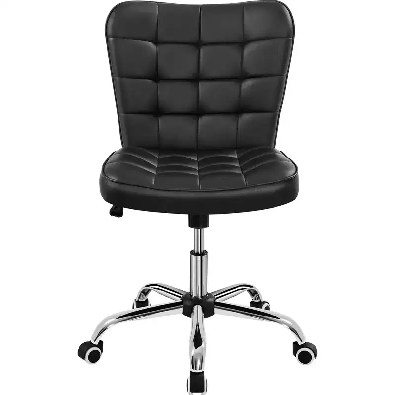 Modern Mid-Back Armless Faux Leather Office Chair, 300 lbs
