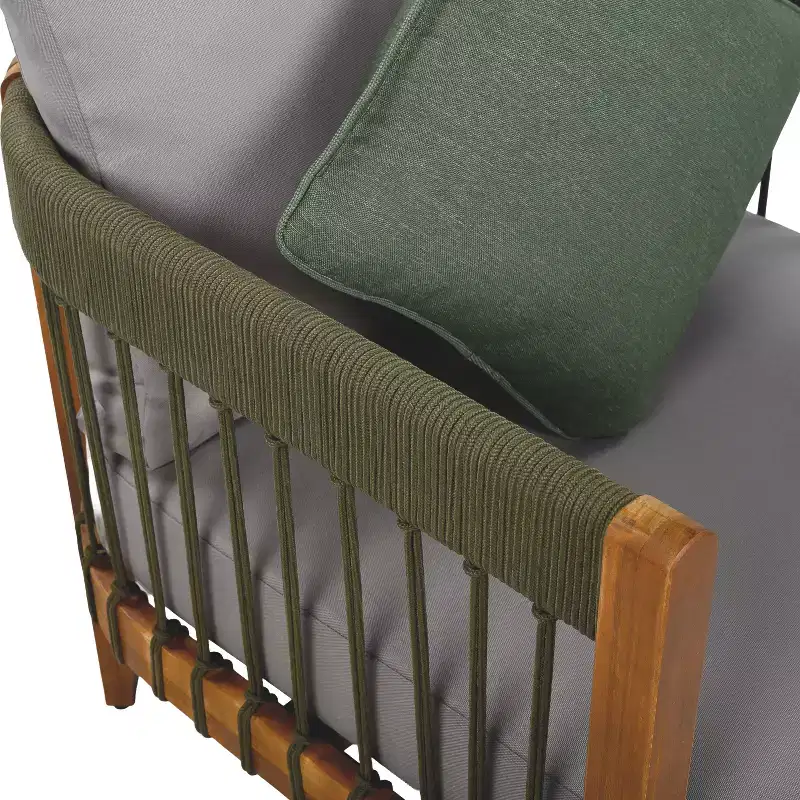 Christopher Knight Home Clifton Patio Rustic Acacia and Rope Upholstered Club Chair with Curved Back
