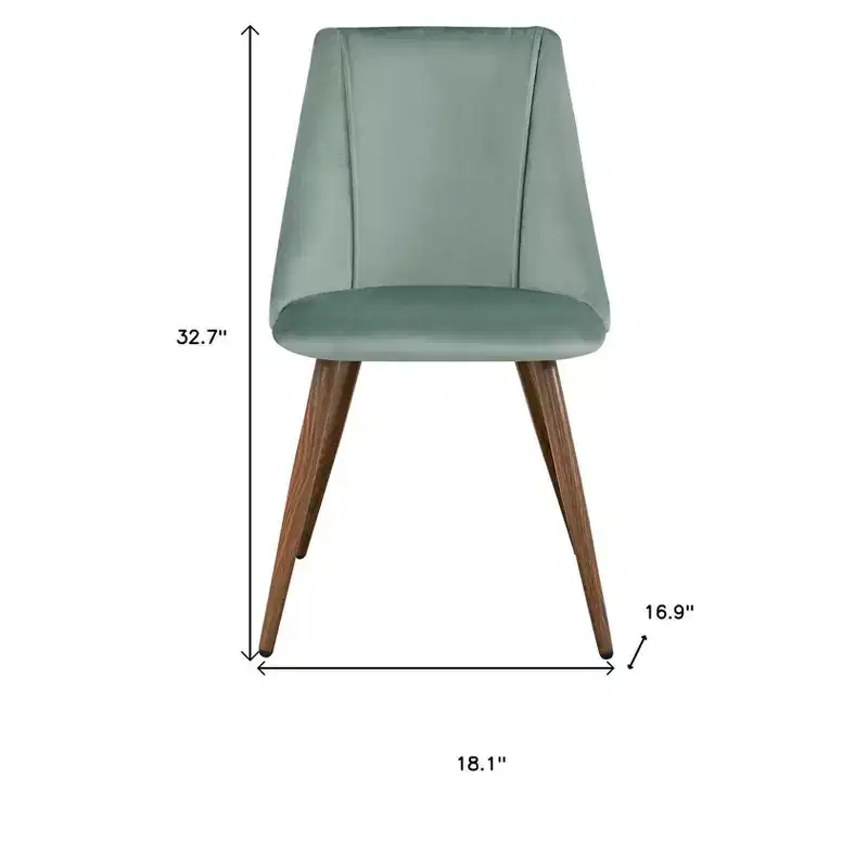 HomeRoots Set of Two Green and Brown Velvet and Steel Dining Side Chairs
