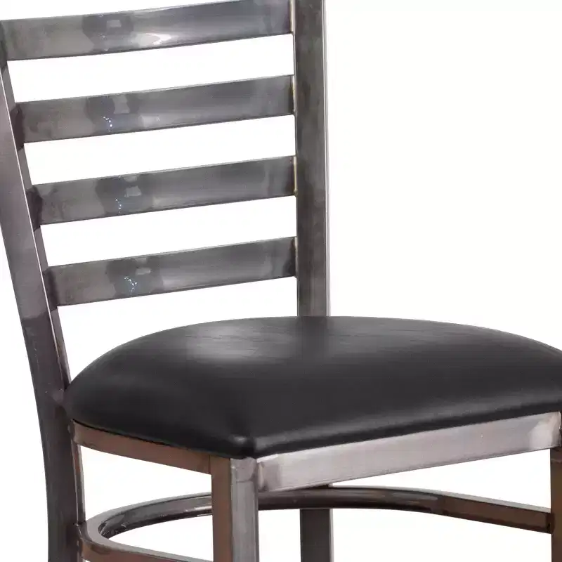 2 Pack Clear Coated Ladder Back Metal Restaurant Barstool