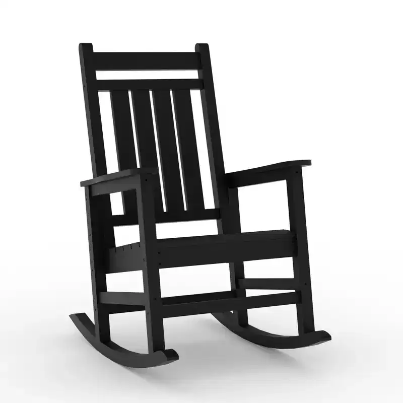 Outdoor HDPE Rocking Chairs Set of 2, HDPE Oversized Patio Rocking Chairs, All Weather Resistant Porch Rocker, Heavy Duty Front Plastic Rockers