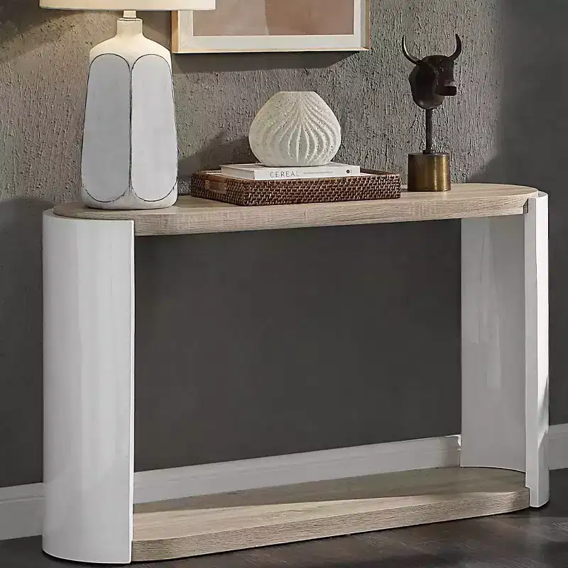 Console Table White/Oak Finish