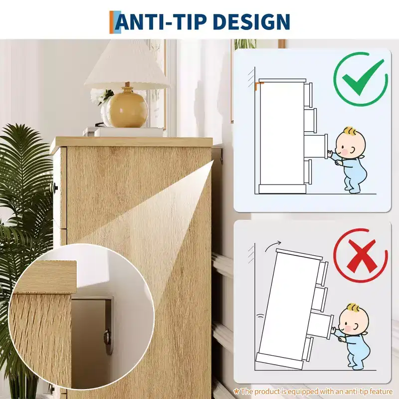 Dresser, Chest of Drawers  6 Drawer Horizontal Fluted Storage, Wood Bedroom Organizer for Small Spaces, Clothing Storage